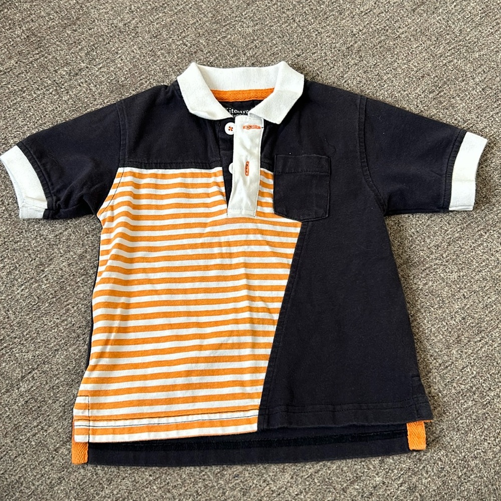 🌺 Vintage Kitestrings by Hartstrings Polo with asymmetrical striped pattern. 2T
